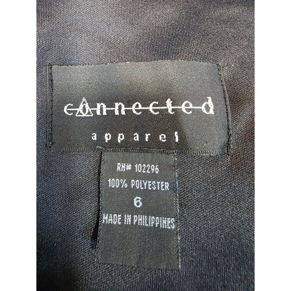 Connected Apparel Black Floral Print V Neck Midi Dress Women's Size 6 /A100 - Picture 8 of 9